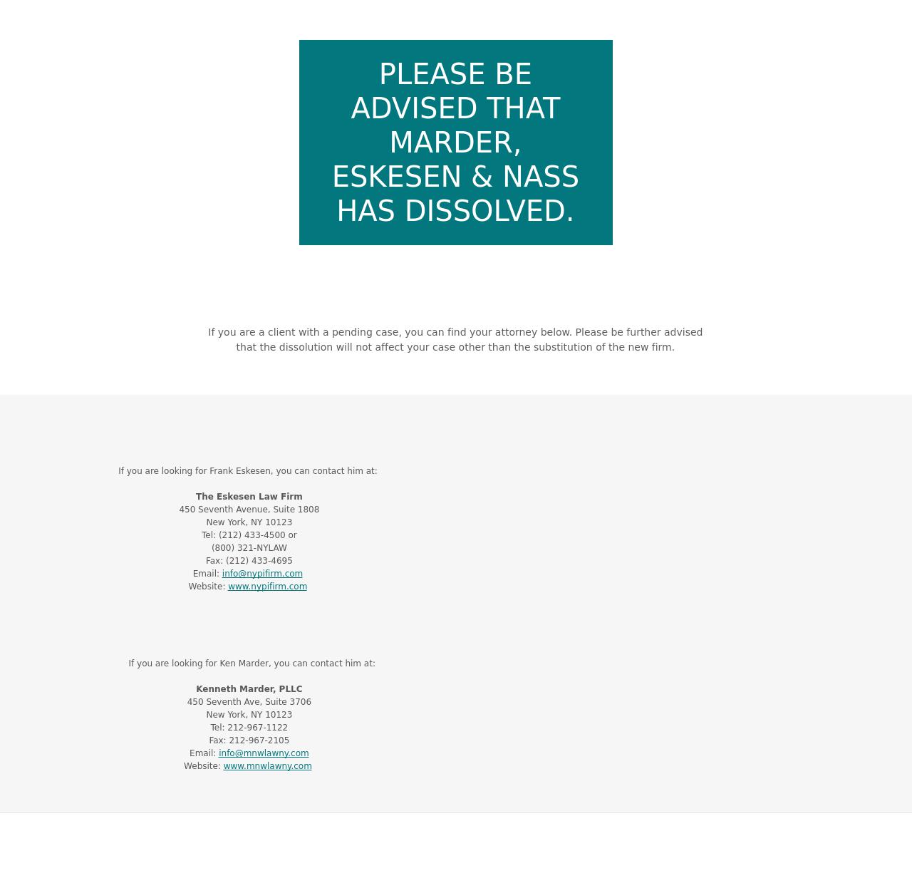 Marder, Eskesen & Nass - New York NY Lawyers