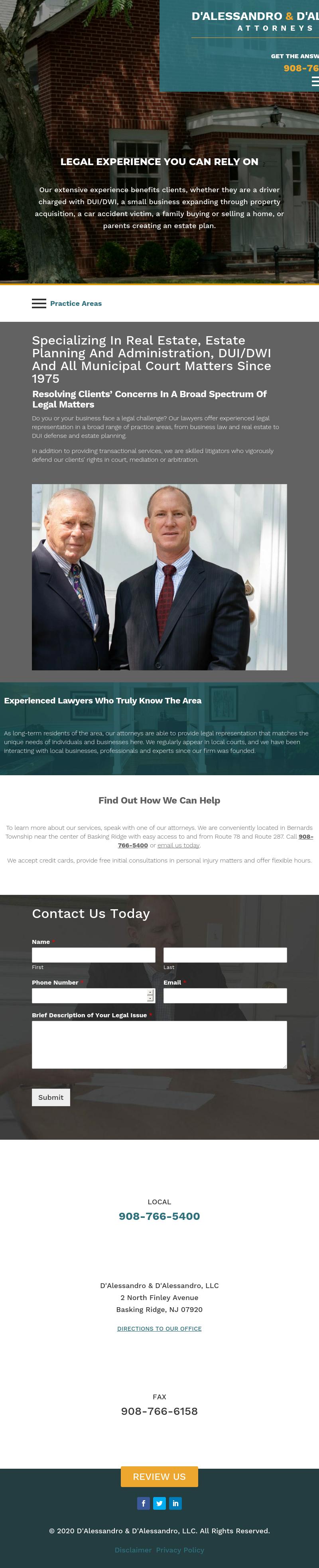 D'Alessandro & D'Alessandro, LLC - Basking Ridge NJ Lawyers