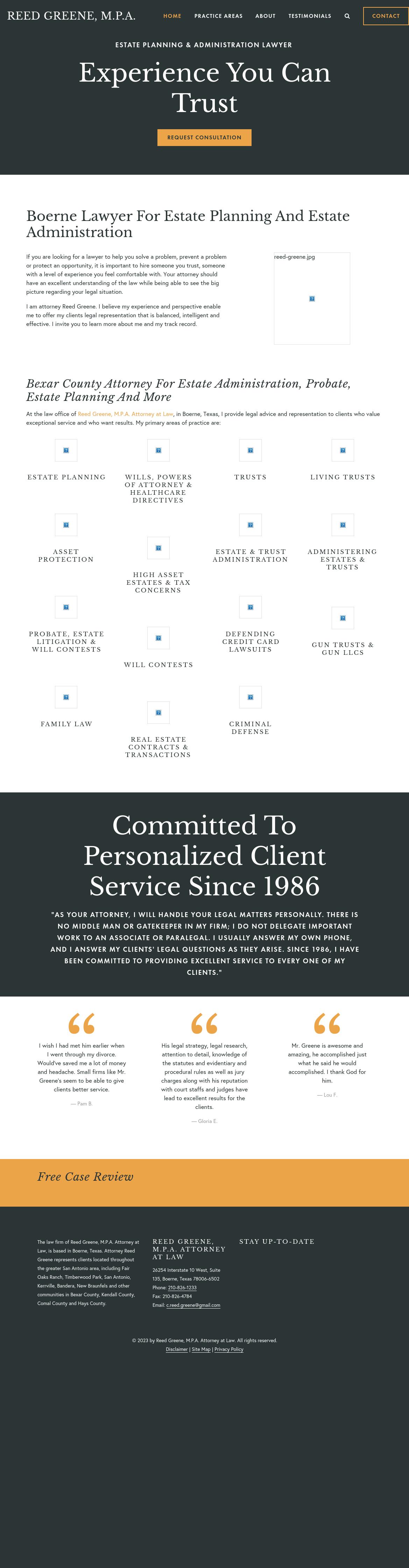 Reed Greene, M.P.A. Attorney at Law - Boerne TX Lawyers