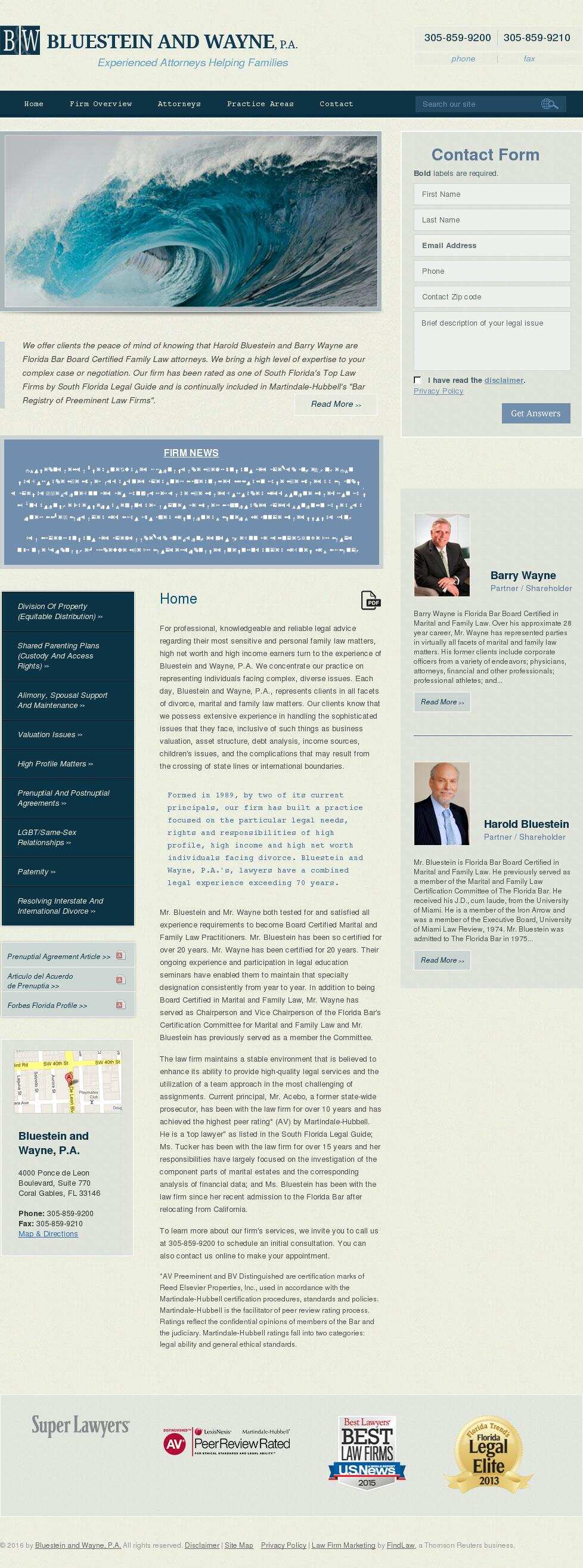 Bluestein and Wayne, P.A. - Coral Gables FL Lawyers