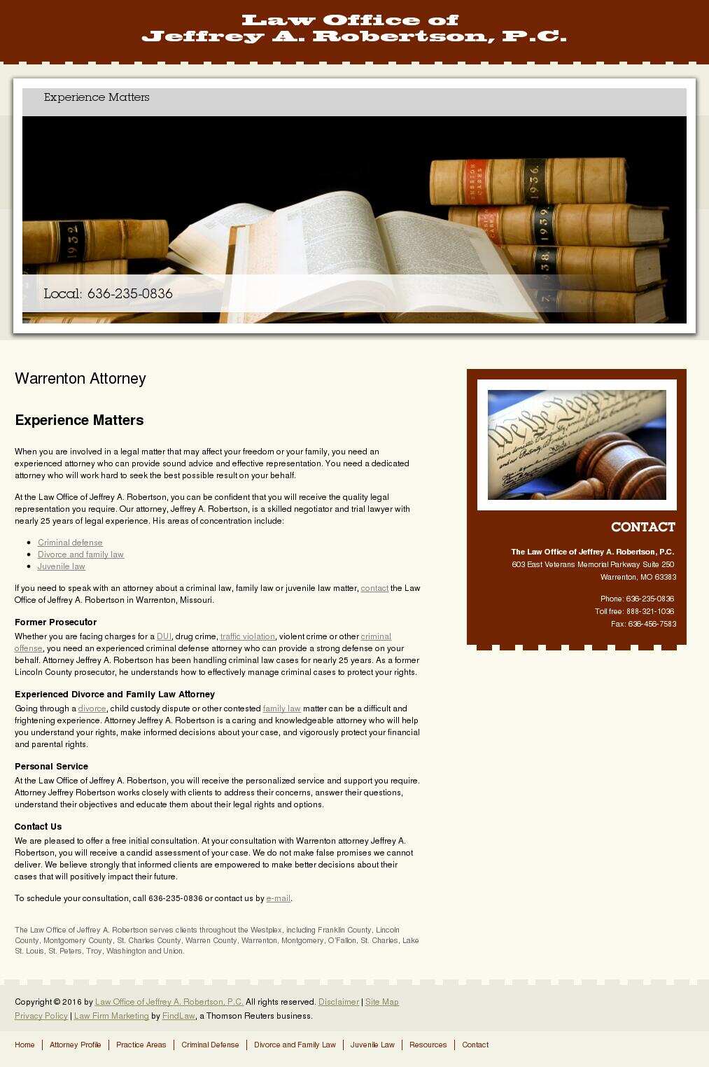 Law Office of Jeffrey A. Robertson, P.C. - Warrenton MO Lawyers