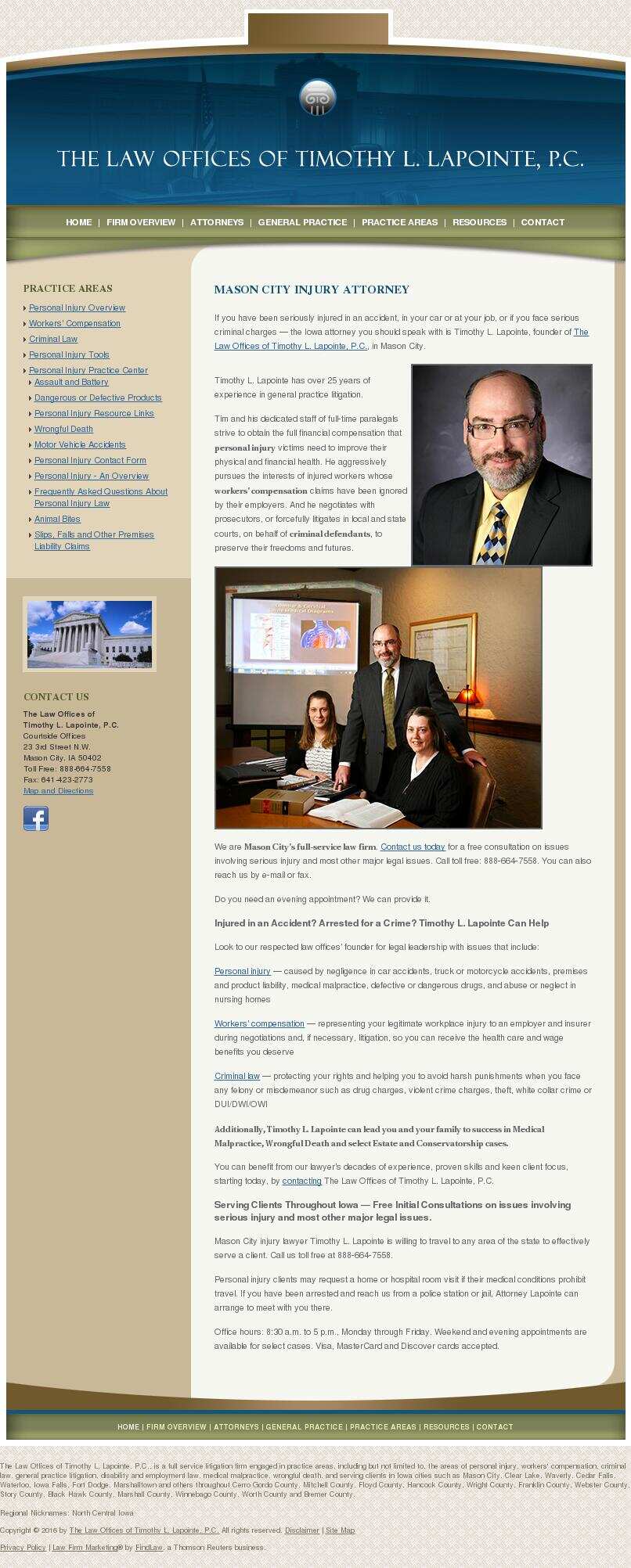 The Law Offices of Timothy L. Lapointe, P.C. - Mason City IA Lawyers