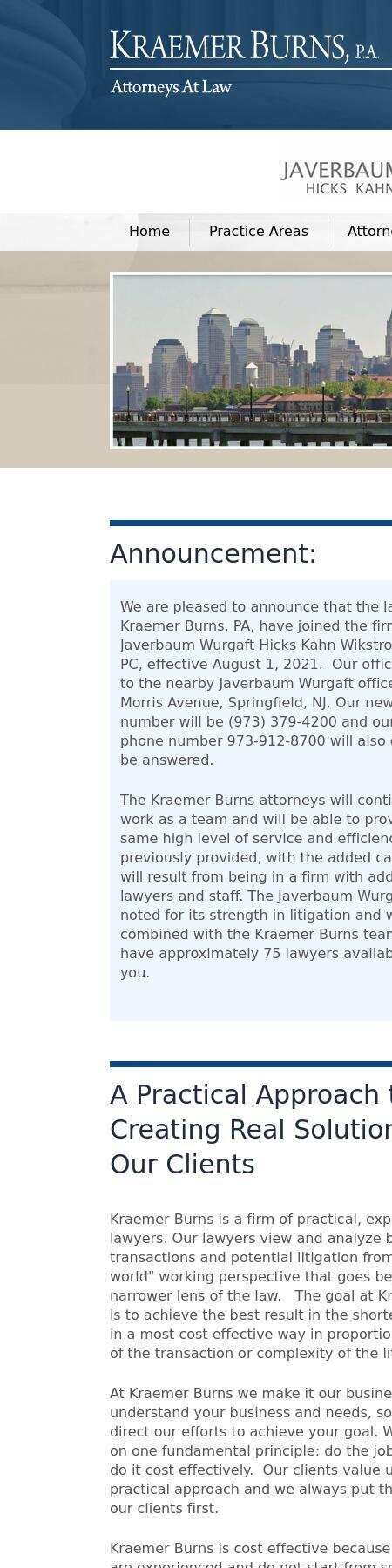 Kraemer Burns, P.A. Attorneys At Law - Springfield NJ Lawyers