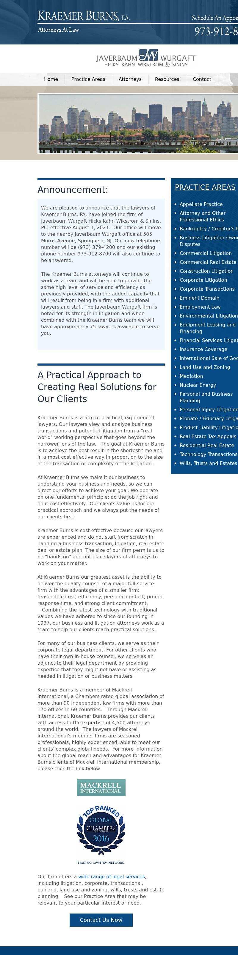 Kraemer Burns, P.A. Attorneys At Law - Springfield NJ Lawyers